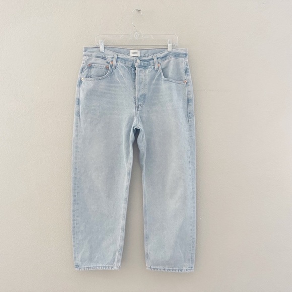 Citizens of Humanity Dahlia Bow Leg Baby Roll Jeans 30 Light Denim Blue Crop - Picture 5 of 14